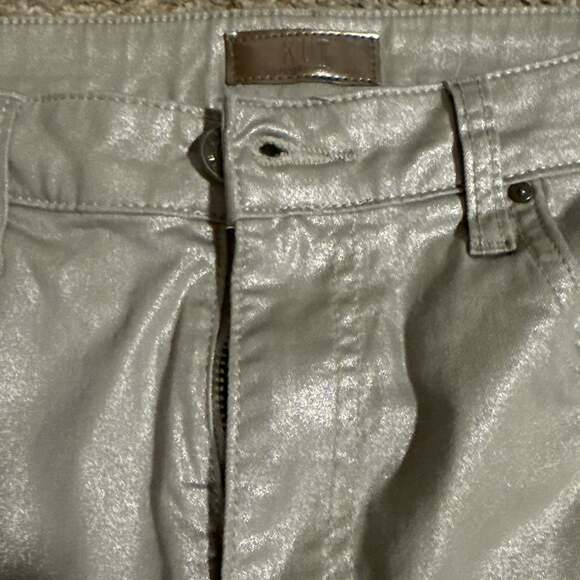 Kut from the Kloth Miller High Rise Wide Leg Silver Metallic Coated Jeans - Picture 3 of 5